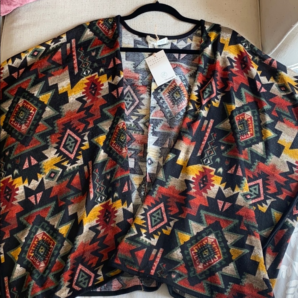 Alpine champagne cardigan multicolored pattern